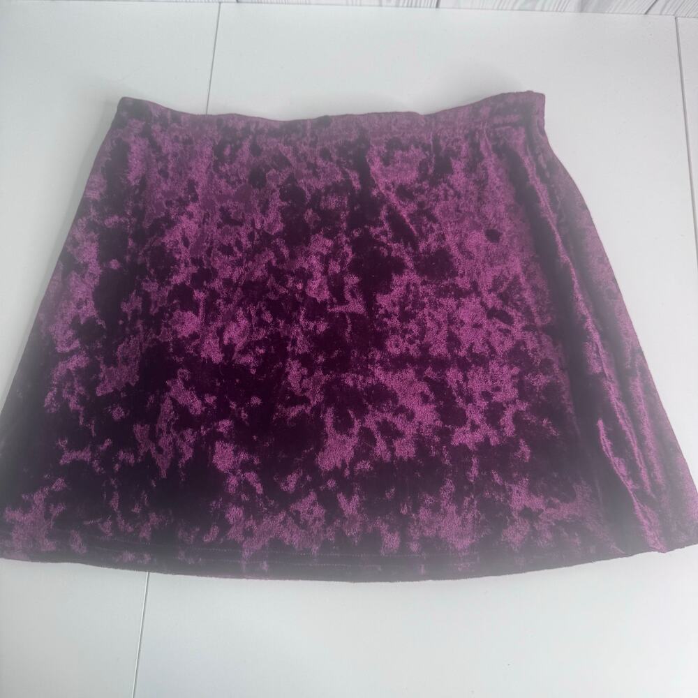 Vintage Y2K  In Charge Crushed Velvet Mini Skirt Purple Vintage USA Large
